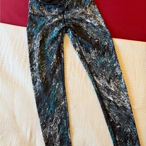 RBX Women's Black and Blue Patterned Jeggings